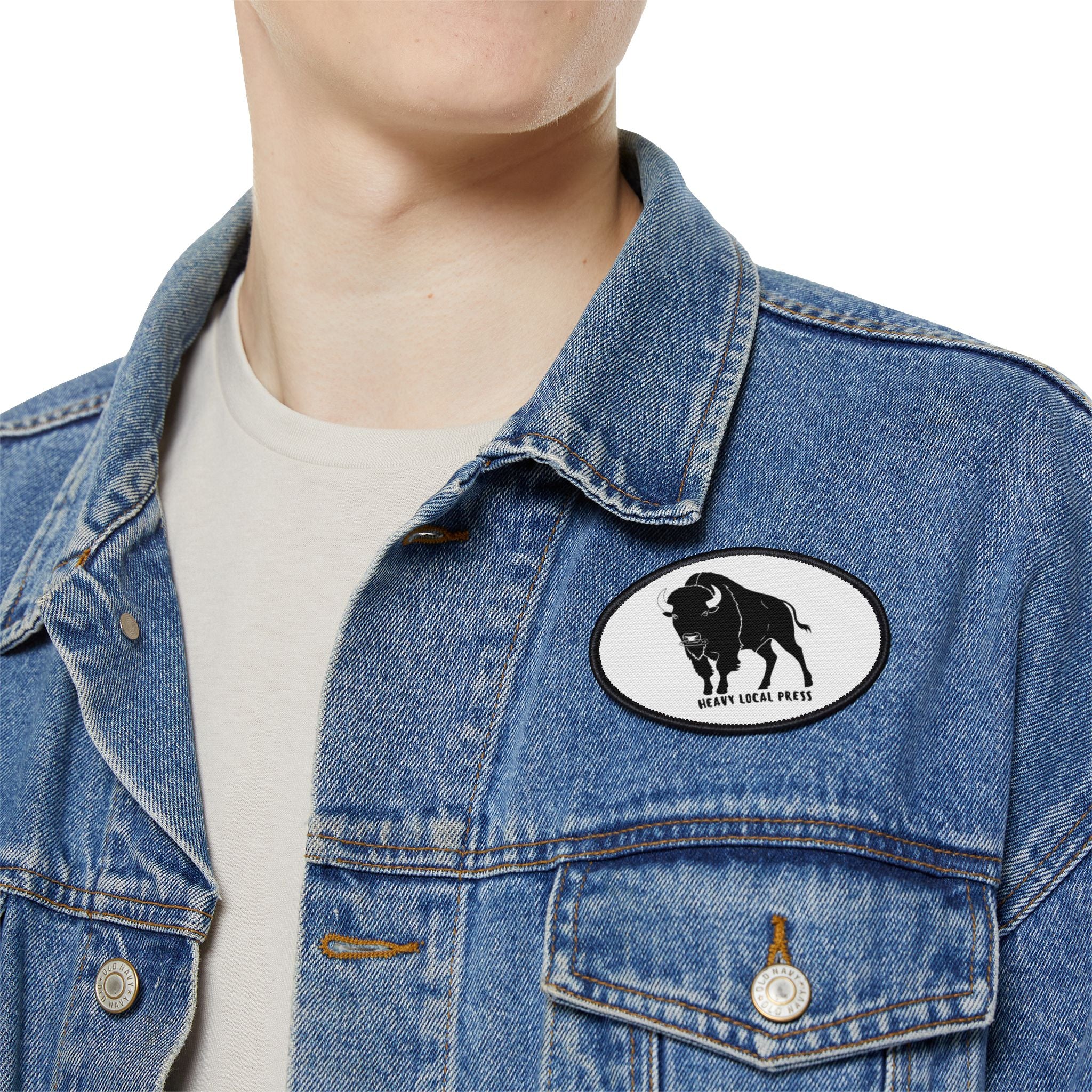 Buffalo Iron-On Patch — Retro Black Bison Embroidered Patch