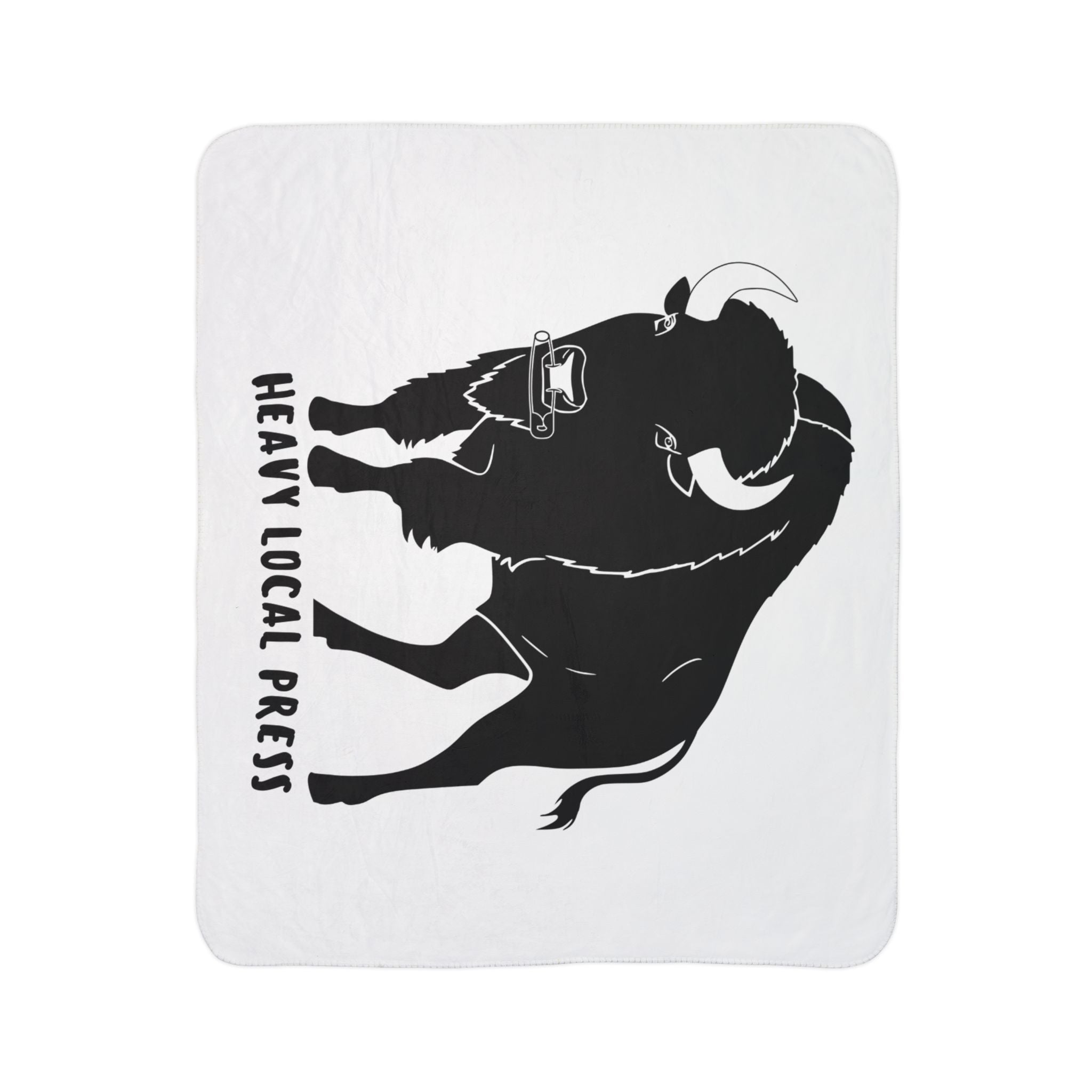 Heavy Local Press Buffalo Sherpa Blanket — Cozy Printed Fleece Throw