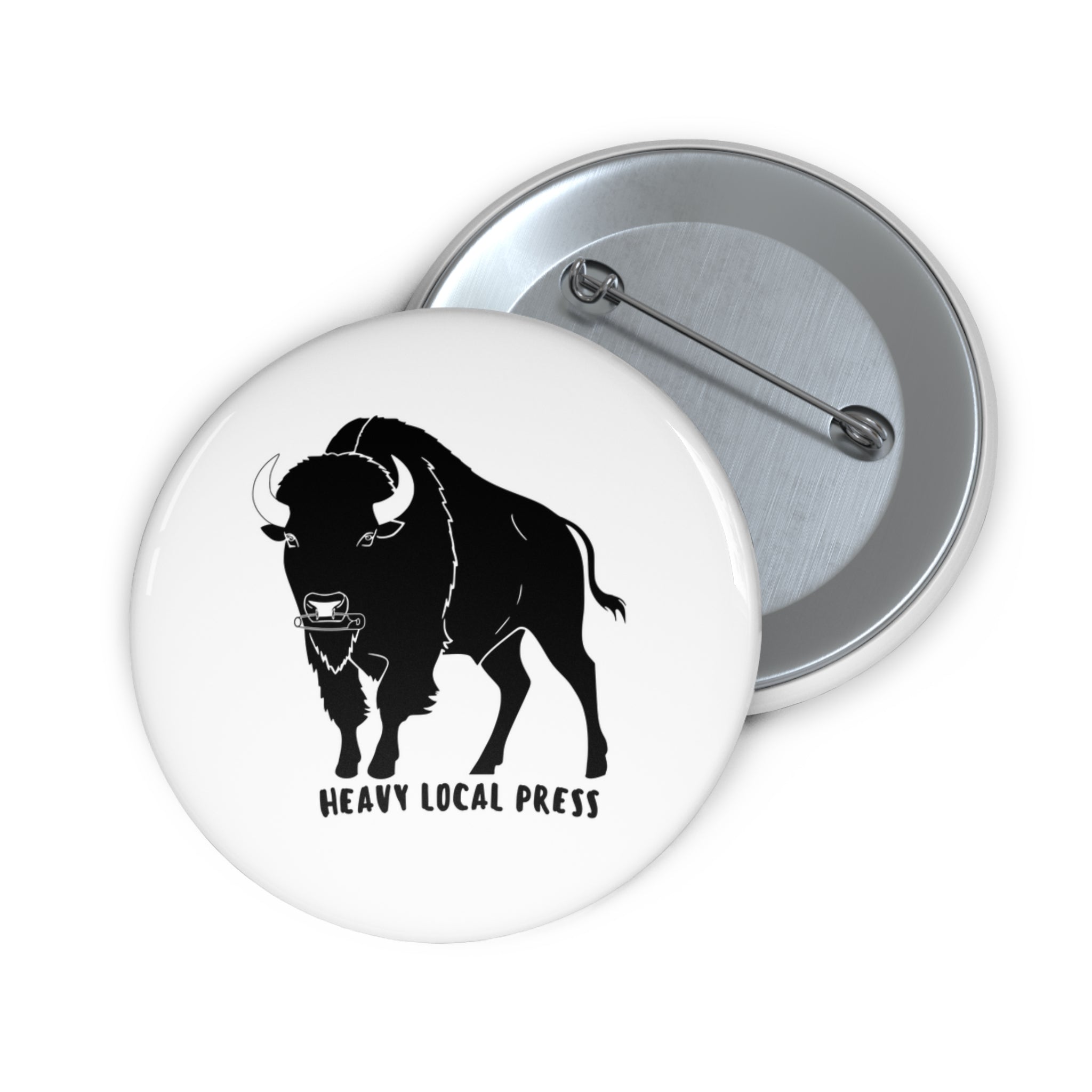 Buffalo Logo Pin Button — “Heavy Local Press” Enamel Style Badge