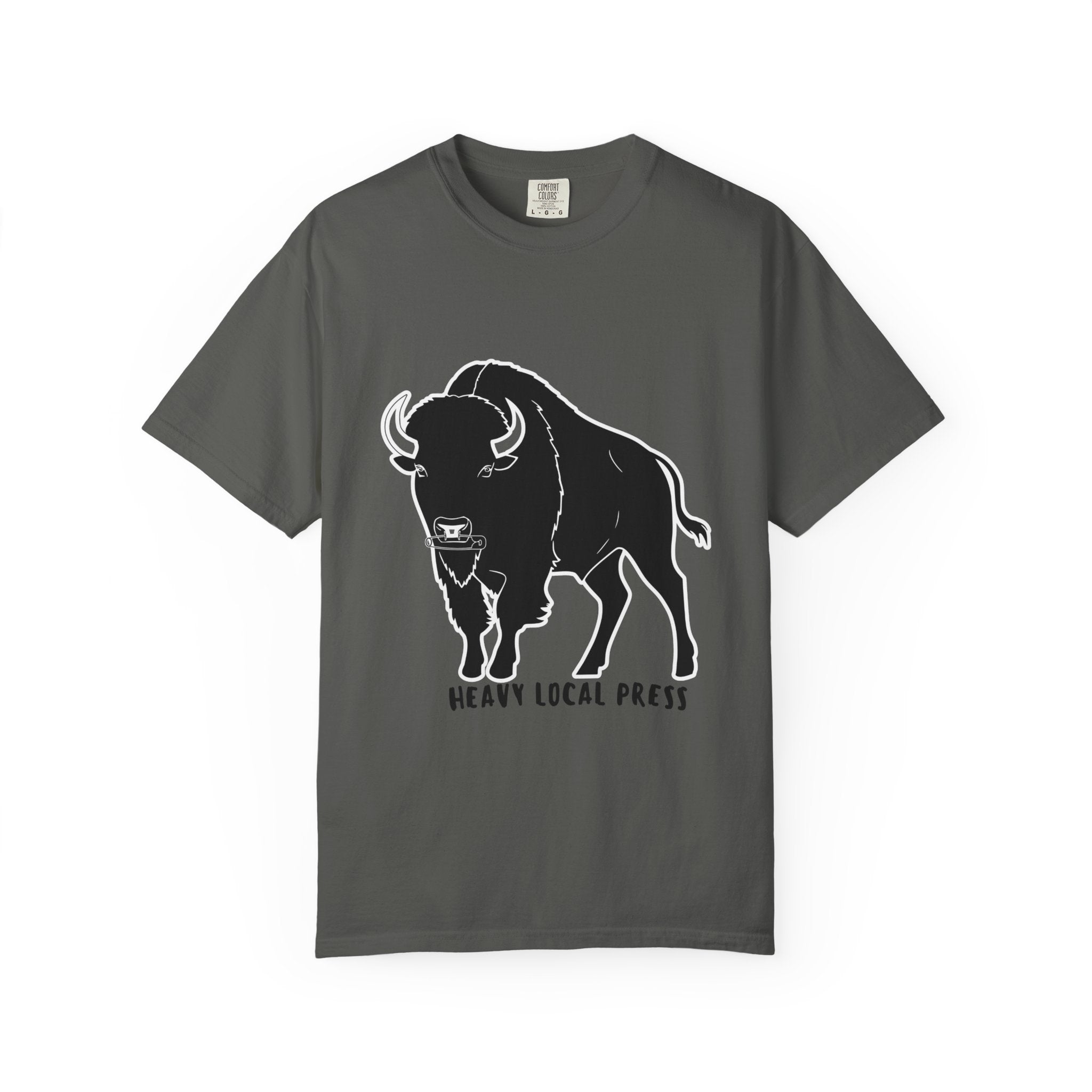 Buffalo Graphic T-Shirt — "Heavy Local Press" Vintage Farmhouse Tee