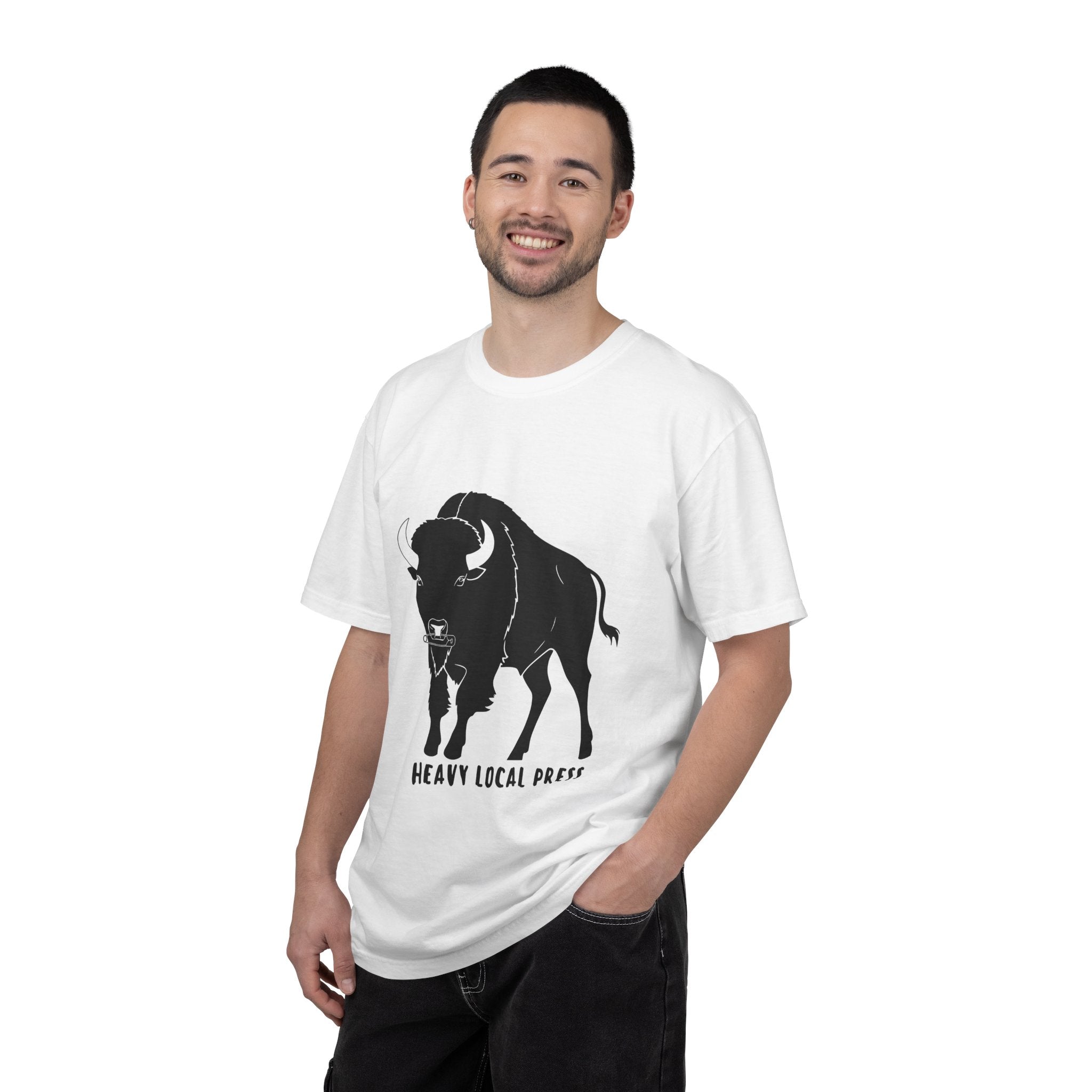 Buffalo Graphic T-Shirt — "Heavy Local Press" Vintage Farmhouse Tee