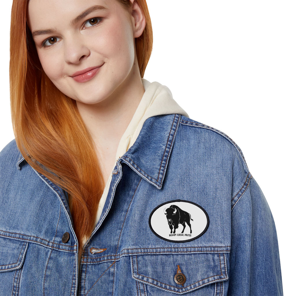 Buffalo Iron-On Patch — Retro Black Bison Embroidered Patch