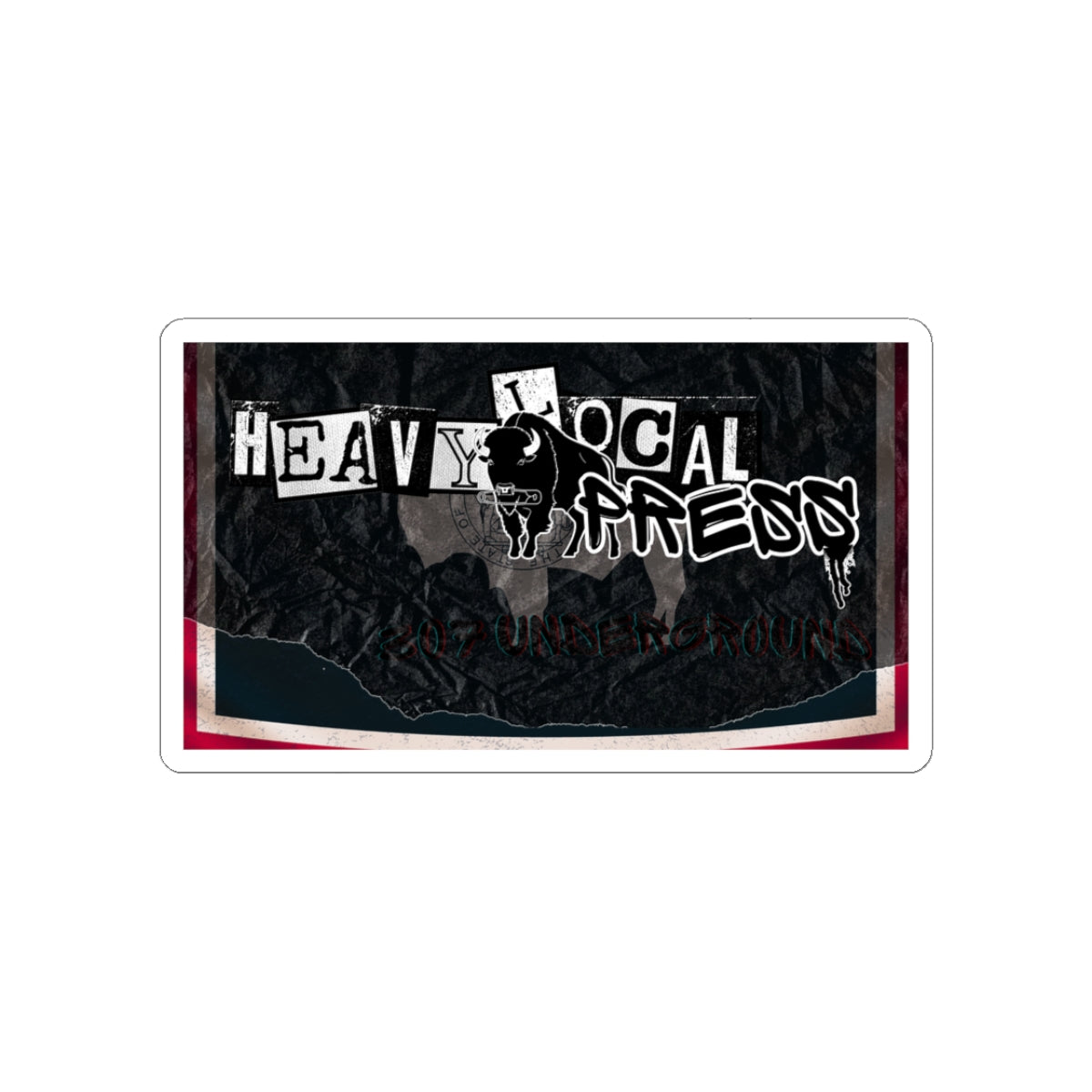 Heavy Local Press Sticker — Grunge Band Logo Kiss-Cut Sticker