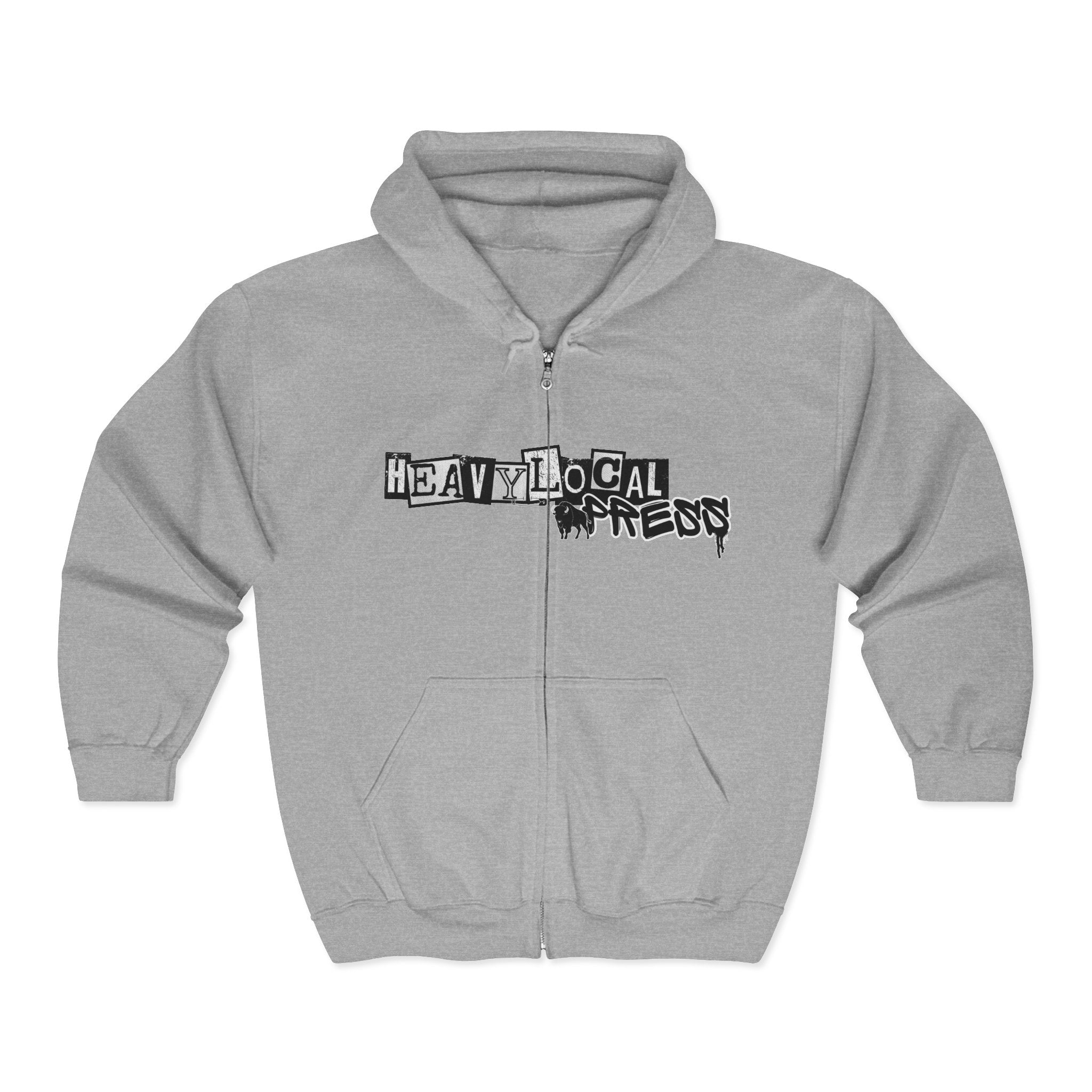 Heavy Local Tones Full-Zip Hoodie — Graphic Band Logo Zip-Up
