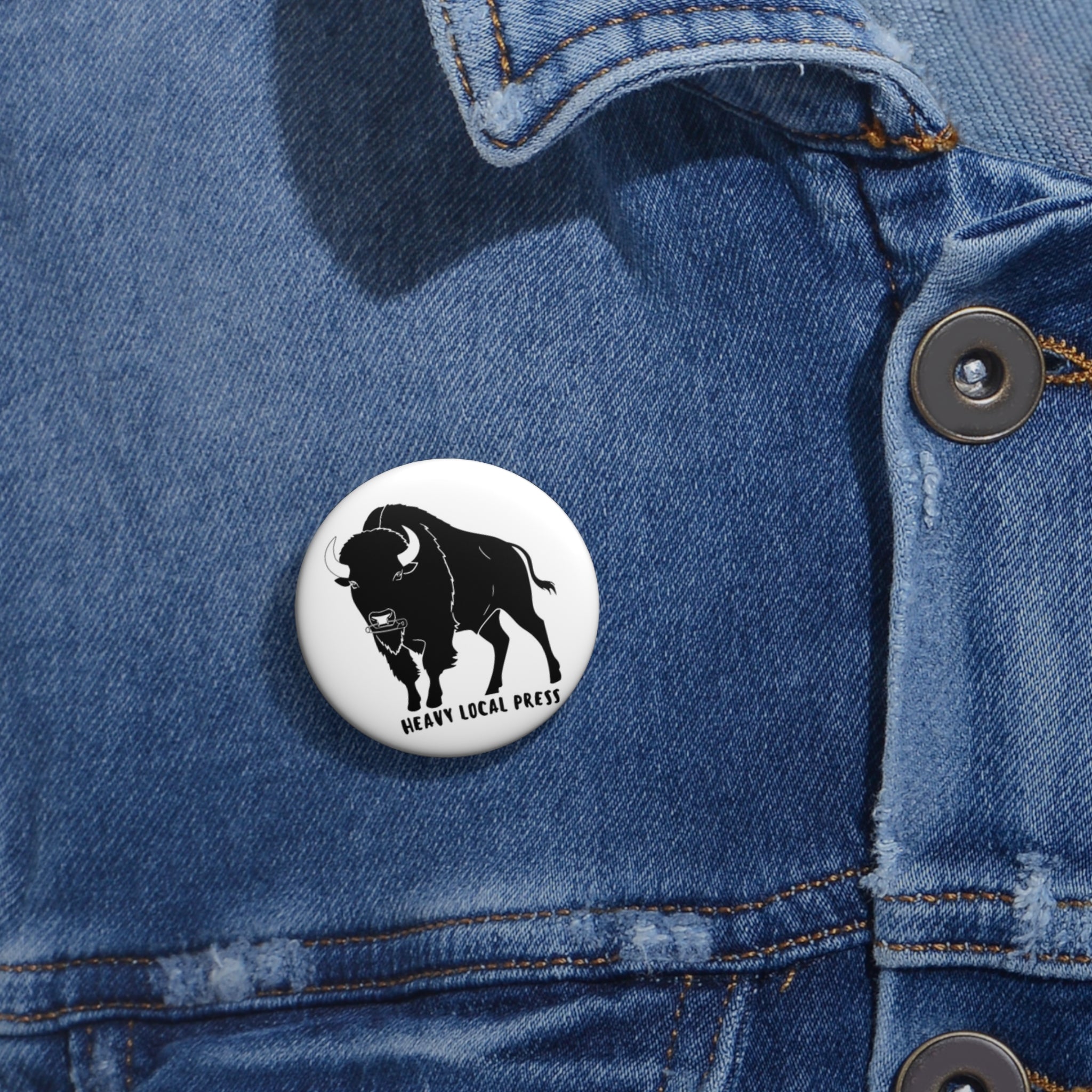 Buffalo Logo Pin Button — “Heavy Local Press” Enamel Style Badge