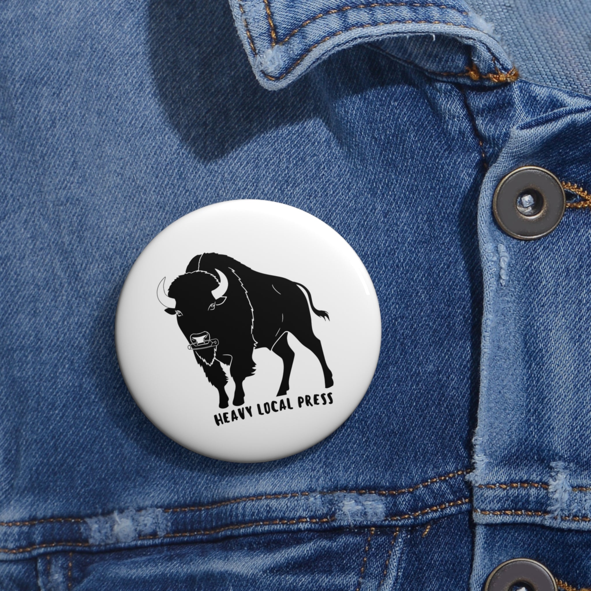 Buffalo Logo Pin Button — “Heavy Local Press” Enamel Style Badge