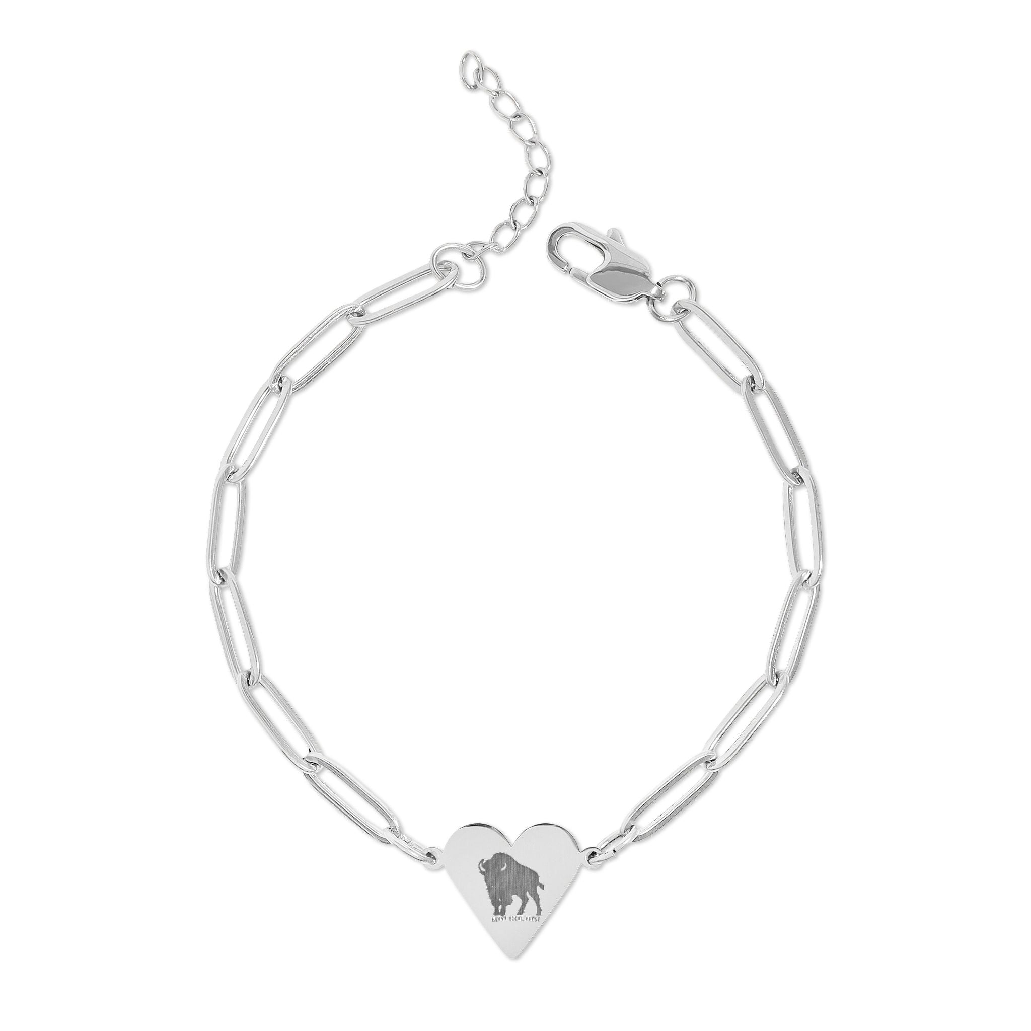 Engravable Paperclip Heart Bracelet — Personalized Heart Charm Bracelet
