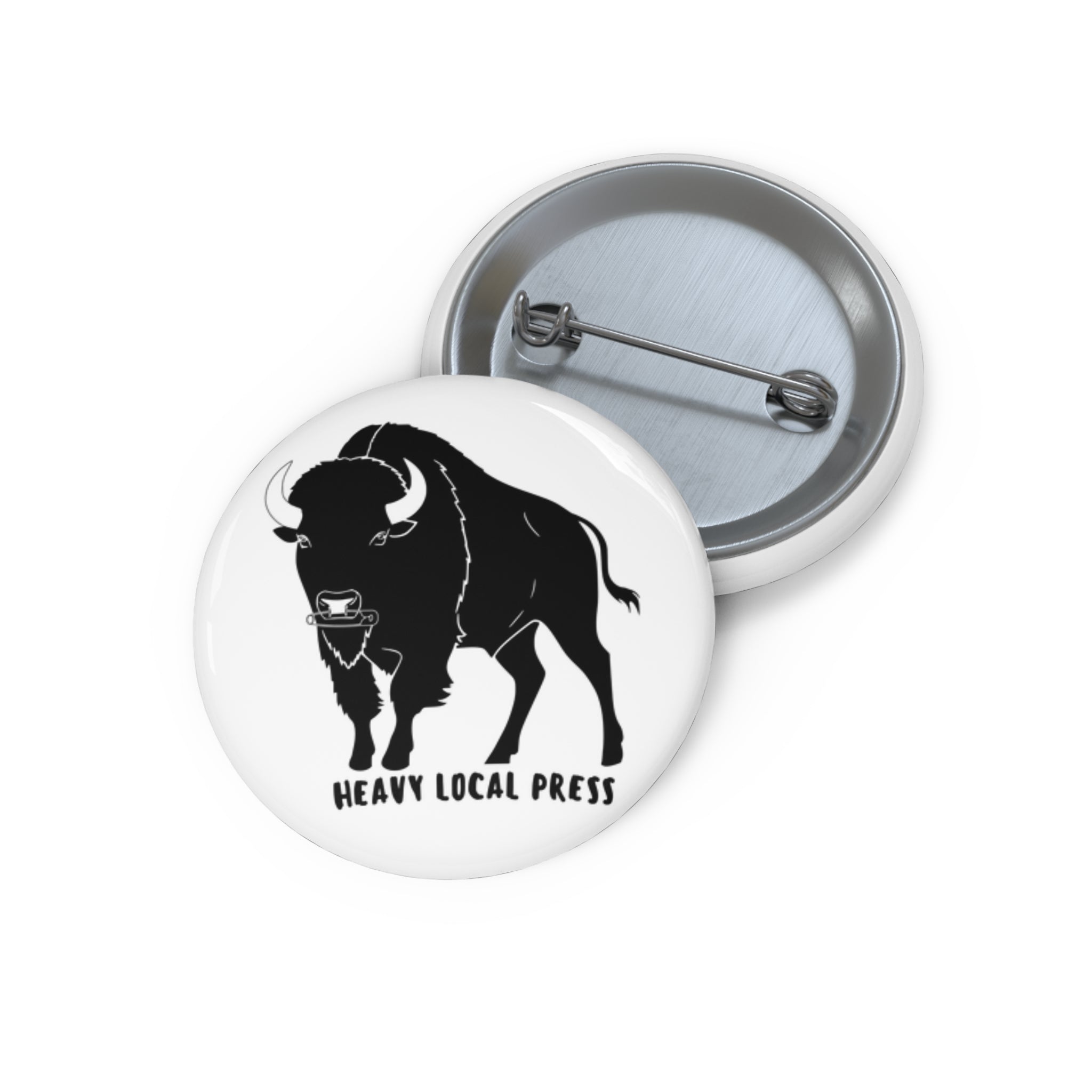 Buffalo Logo Pin Button — “Heavy Local Press” Enamel Style Badge