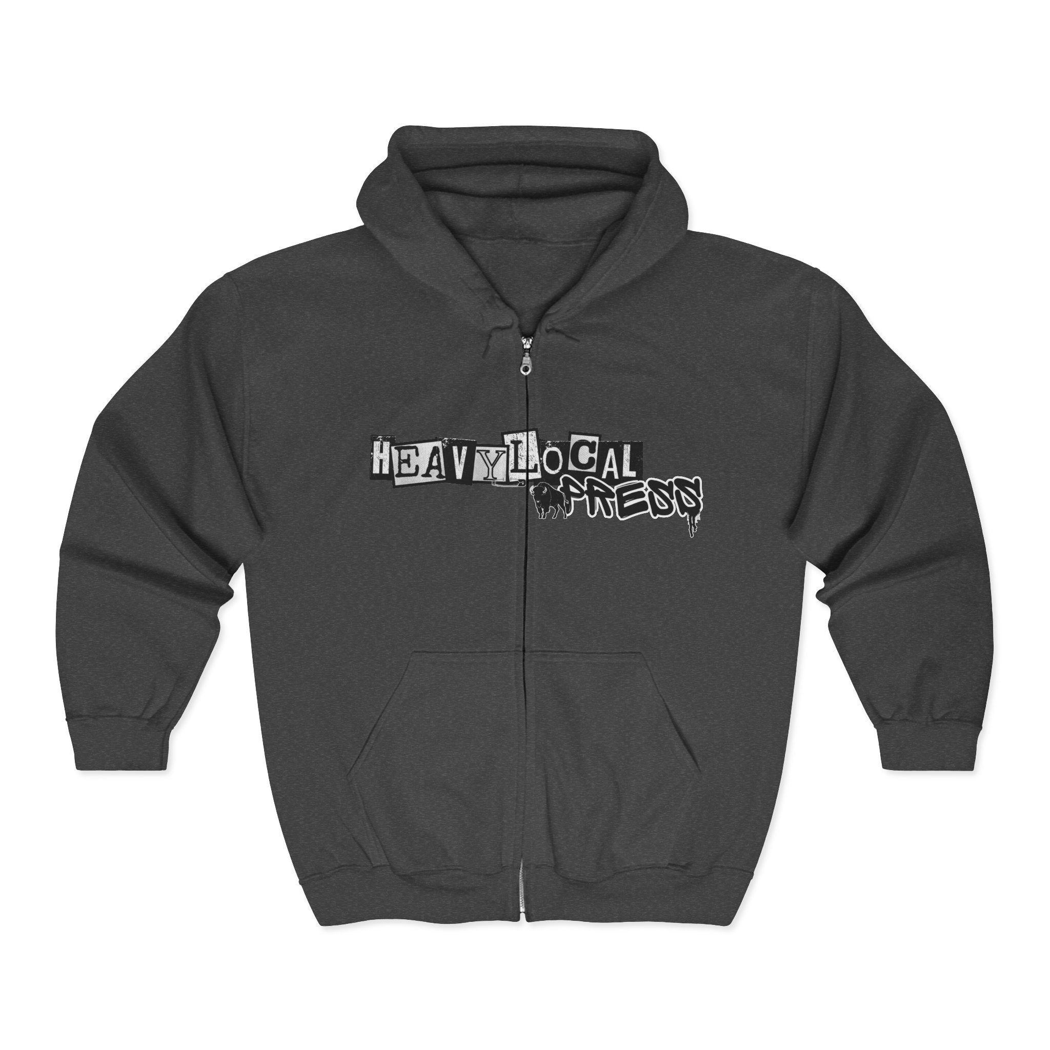 Heavy Local Tones Full-Zip Hoodie — Graphic Band Logo Zip-Up