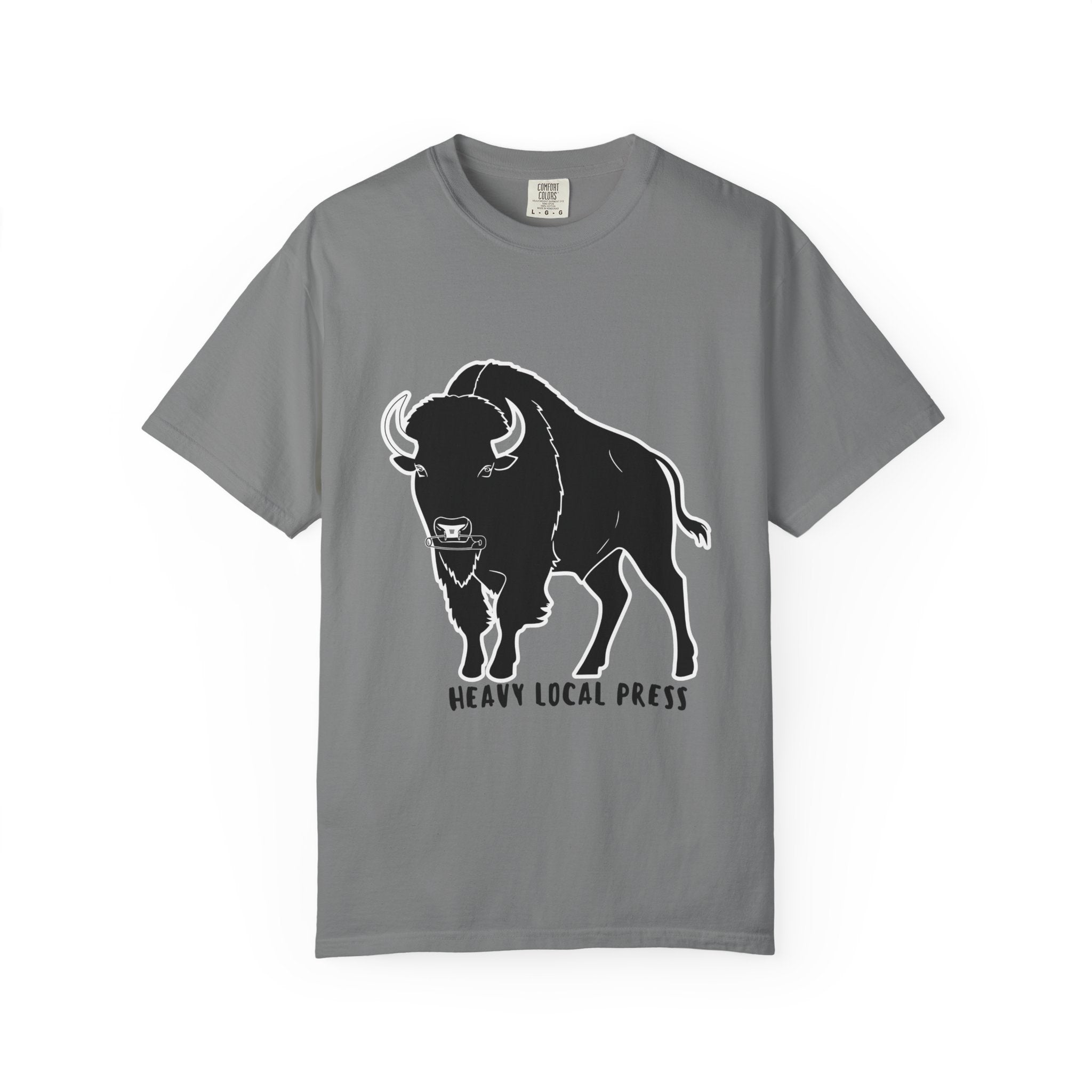 Buffalo Graphic T-Shirt — "Heavy Local Press" Vintage Farmhouse Tee