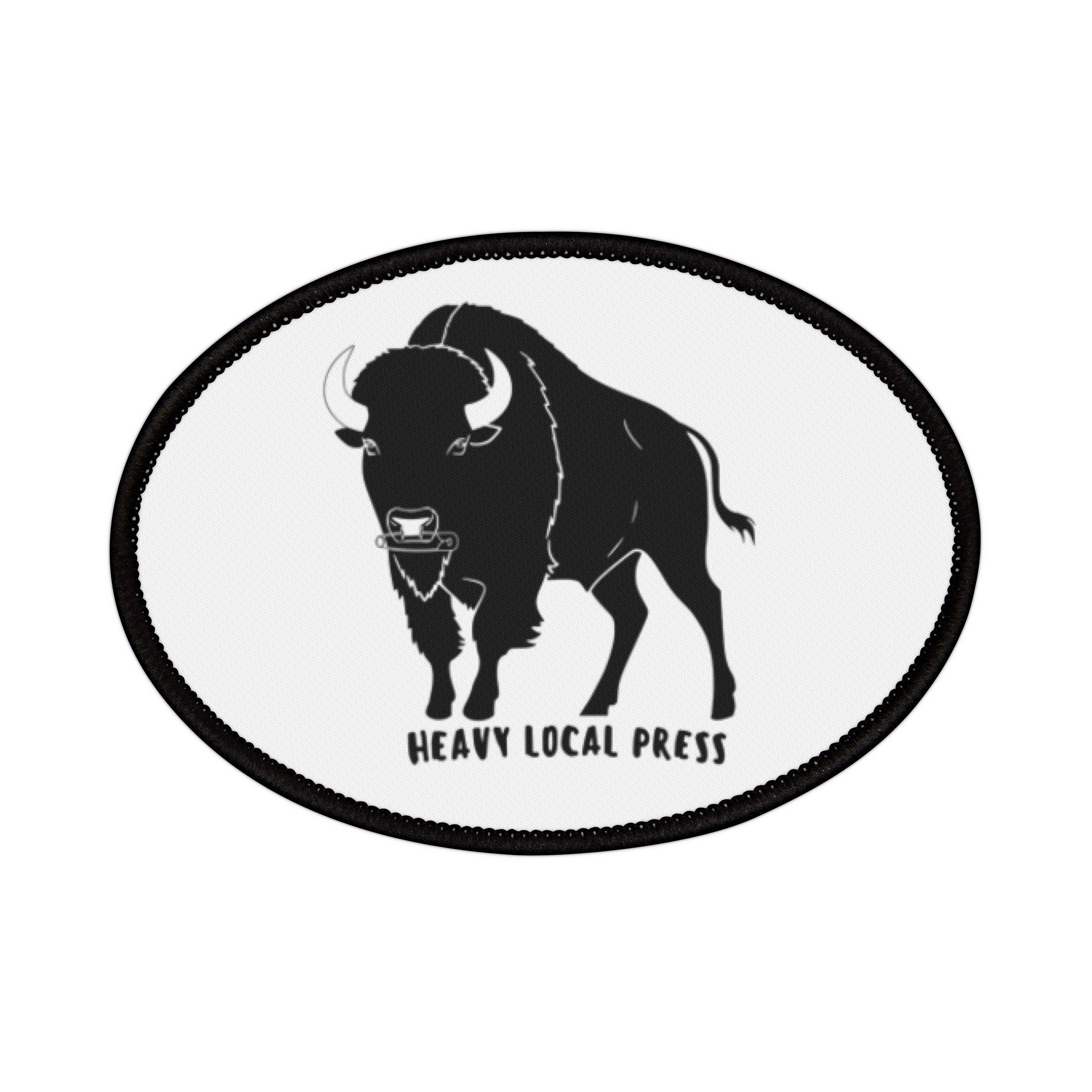 Buffalo Iron-On Patch — Retro Black Bison Embroidered Patch