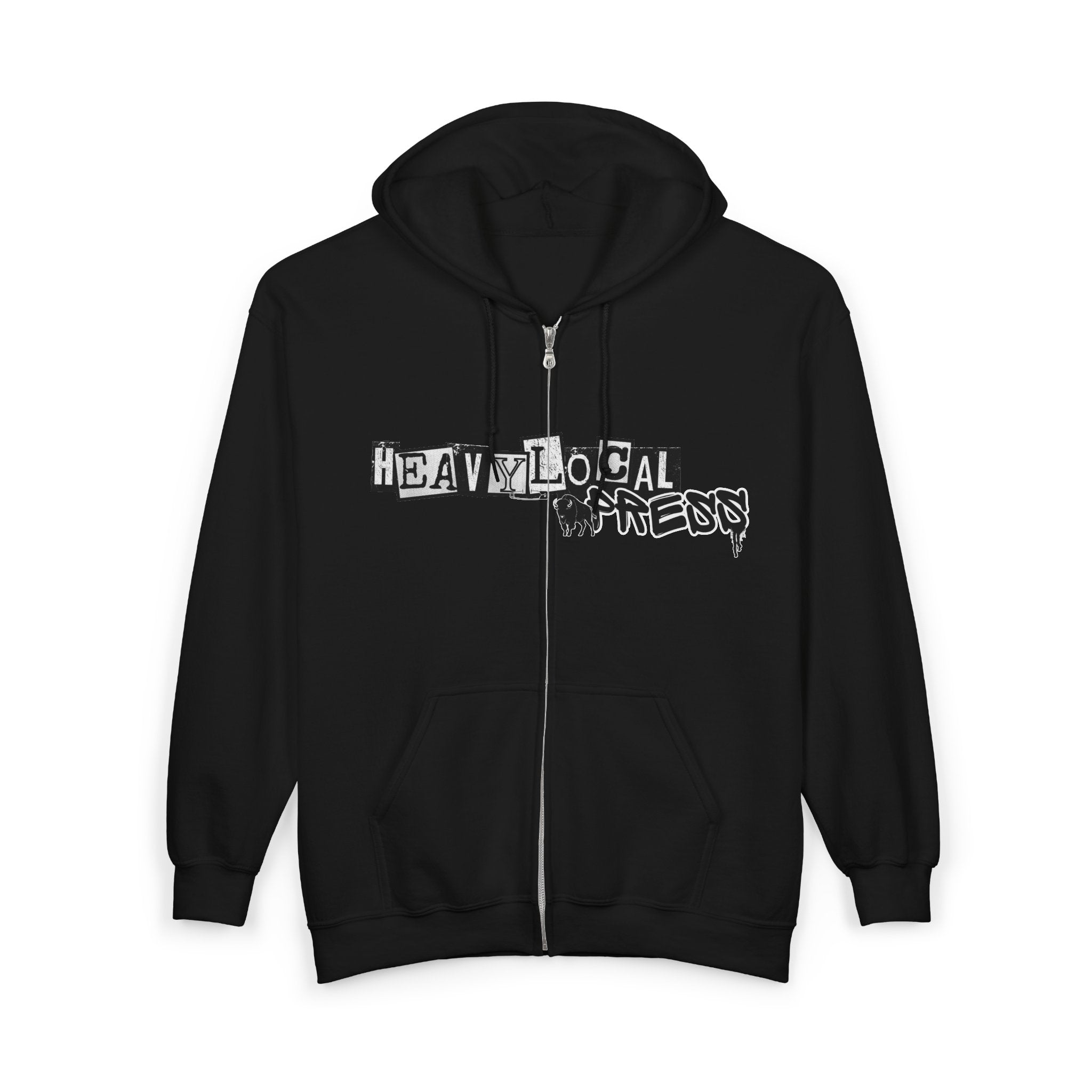 Heavy Local Tones Full-Zip Hoodie — Graphic Band Logo Zip-Up
